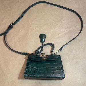 Peta + Jain Emerald Green Croc Crossbody Bag